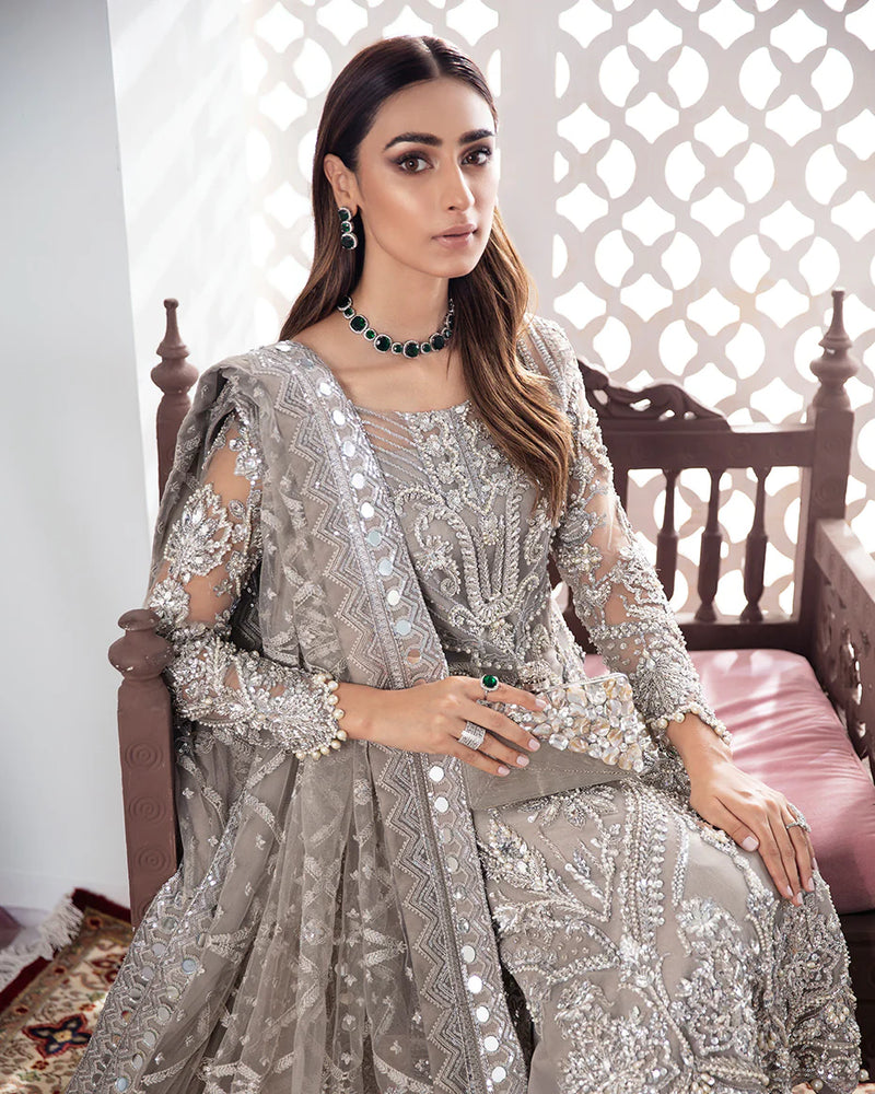 Gulnoor By GULAL Embroidered Net 3 Pc Unstitched Suit WS-18