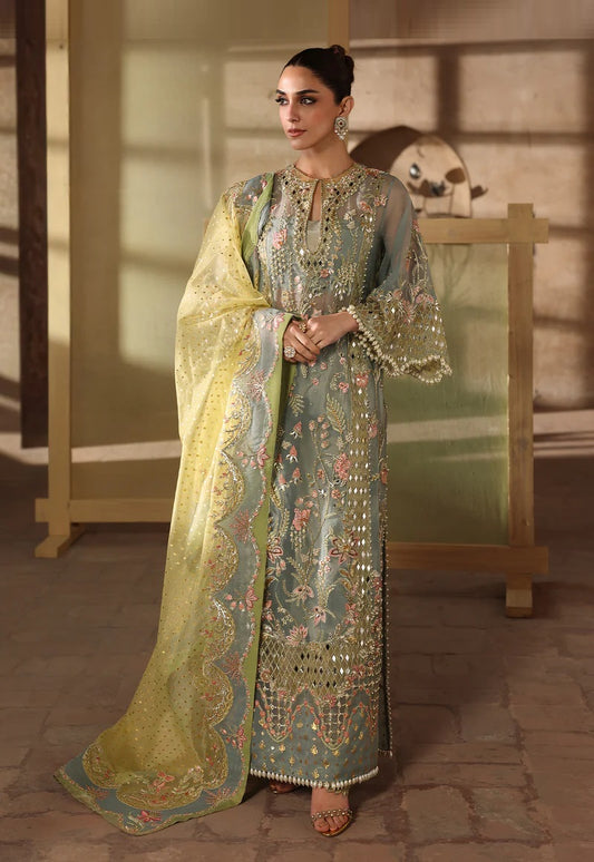 Crimson Luxury Organza Embroidered 3Pc Unstitched Suit JHALAK