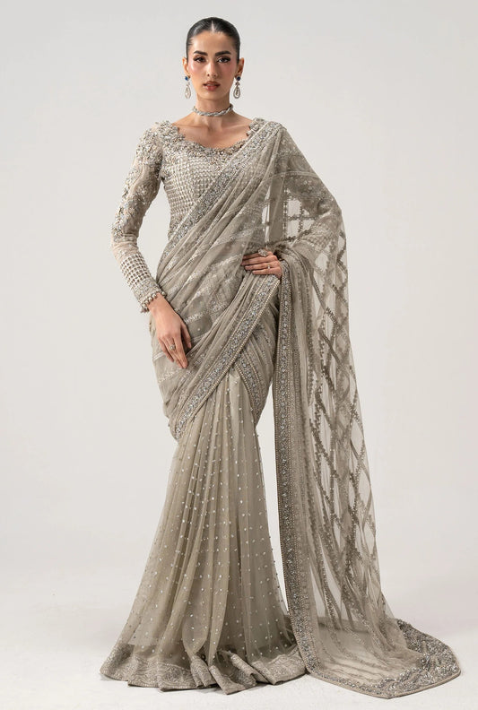 Maria B MC-26V1-08 Selene Luxury Net Embroidered 3Pc Unstitched Sari PA-264