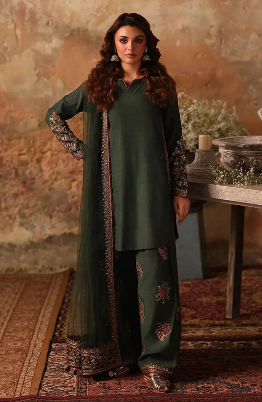Charizma Luxury Raw Silk Embroidered 3Pc Unstitched Suit PA-316