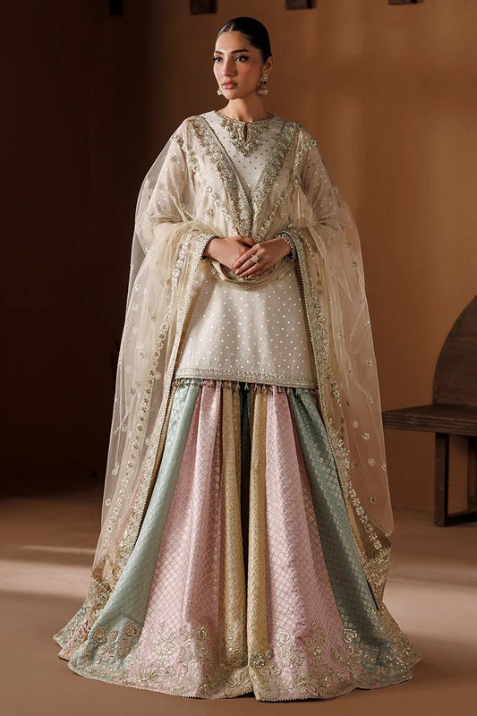 Baroque SF4435 Luxury Chiffon Embroidered 3Pc Unstitched Suit PA-206
