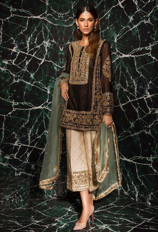 Mahgul-GILDED ONYX Luxury Velvet Embroidered 3Pc Unstitched Suit PA-239