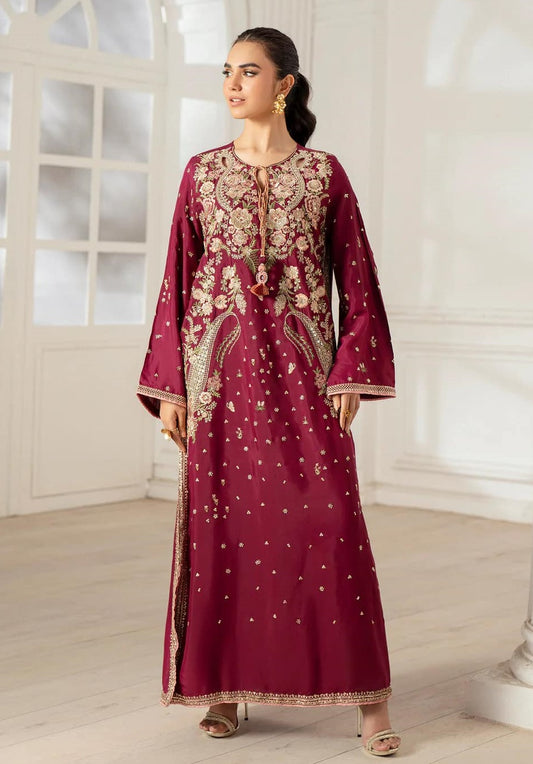 Ethnc Luxury Silk Embroidered 3 Pc Unstitched Kaftan Suit PA-211