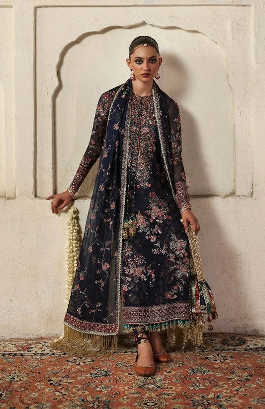 Hussain Rehar Luxury Embroidered Chiffon 3Pc Unstitched Suit-Rabab