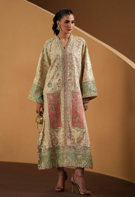 ETHNC ANTIQUE WHITE | E1210/104/006 Luxury Silk Embroidered 3Pc Unstitched Suit PA-205