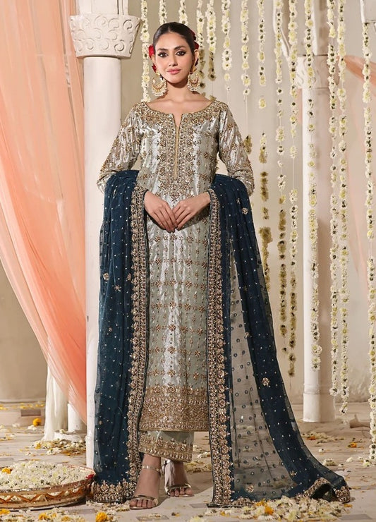 Haris Shakeel Mahnoor Luxury Myssory Embroidered 3Pc Unstitched Suit PA-266