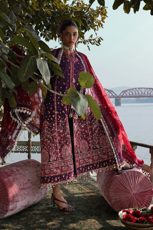 Hussain Rehar Premium Lawn Embroidered 3 Pc Unstitched Suit KKH-08 NIHDI