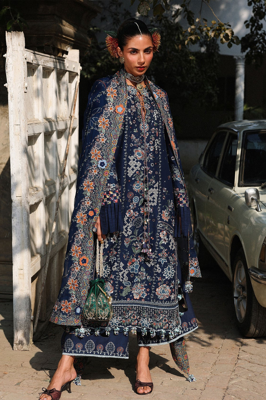 Hussain Rehar Luxury Lawn Embroidered Unstitched Suit 03- Amalfi