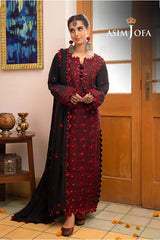 Shadow Work By Asim Jofa Embroidered Chiffon Suits Unstitched 3 Piece AJ23SW AJSW-22 - Luxury Festive Collection