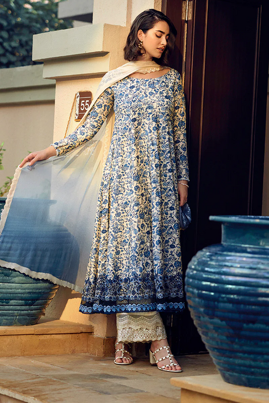 Faiza Saqlain Lawn Embroidered Unstitched 3 Pc Suit Terylin
