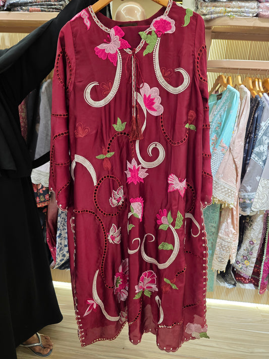 Pehnawa Kaftan Luxury Silk Embroidered 3Pc Stitched Suit PA-226