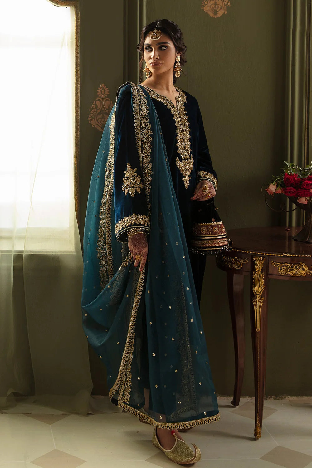Baroque Embroidered Velvet Suits Unstitched 3 Piece PR-874 Luxury Collection