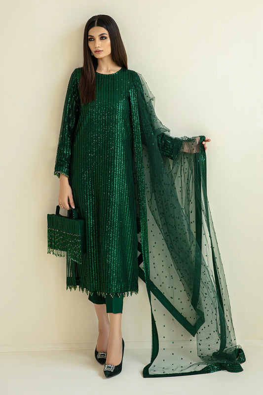 Baroque Luxury Net Embroidered Unstitched 3 Piece UF-386