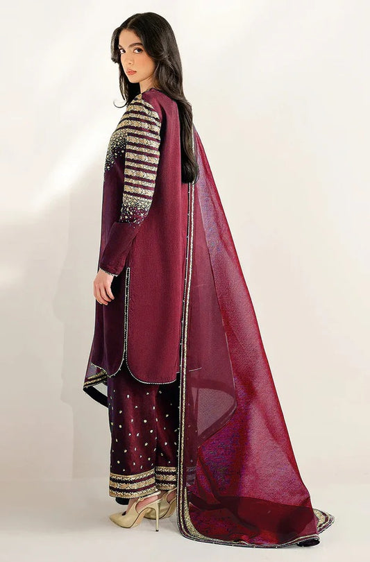 Jazmin Luxury Raw Silk Embroidered 3 Piece Unstitched - UR 7056