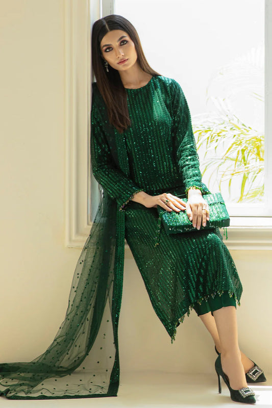 Baroque Luxury Net Embroidered Unstitched 3 Piece UF-386