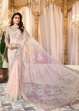 Maria.B Mbroidered Heritage Edition ROSE PINK & LILAC Unstitched Net Saree