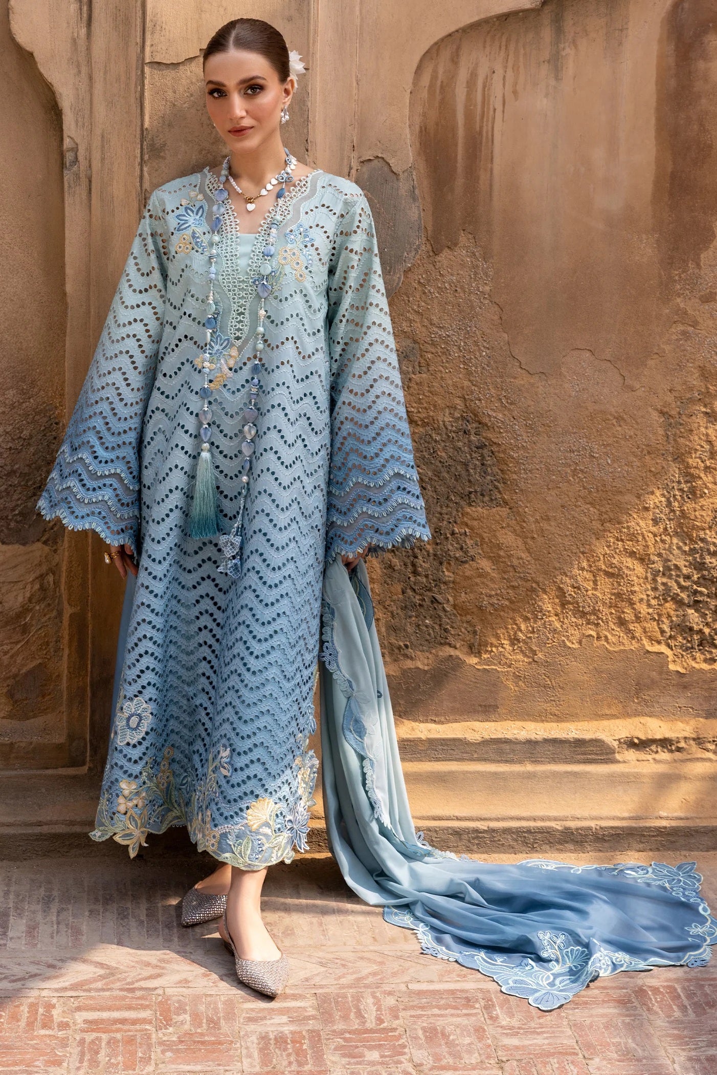 sachin and babi light blue dress Leah Embroidered Midi Dress in Linen Blend Blue