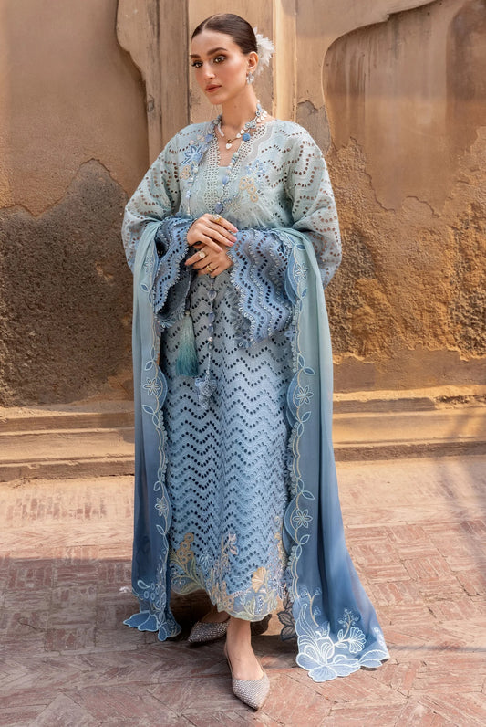 Crimson - Luxury Lawn Embroidered Unstitched 3 Piece - OMBRE LOVE - D8A