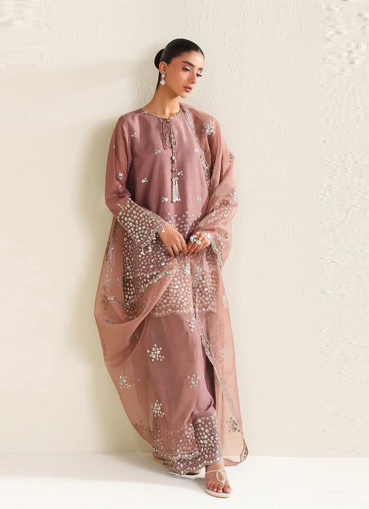 Cross Stitch Luxury Raw Silk Embroidered Unstitched 3Pc Suit Wistful Mauve
