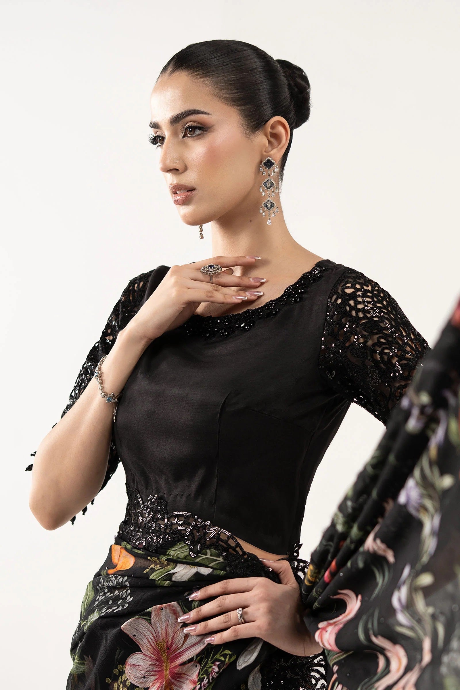 Maria B Luxury Chiffon Embroidered 3Pc Unstitched Suit SF - EF26