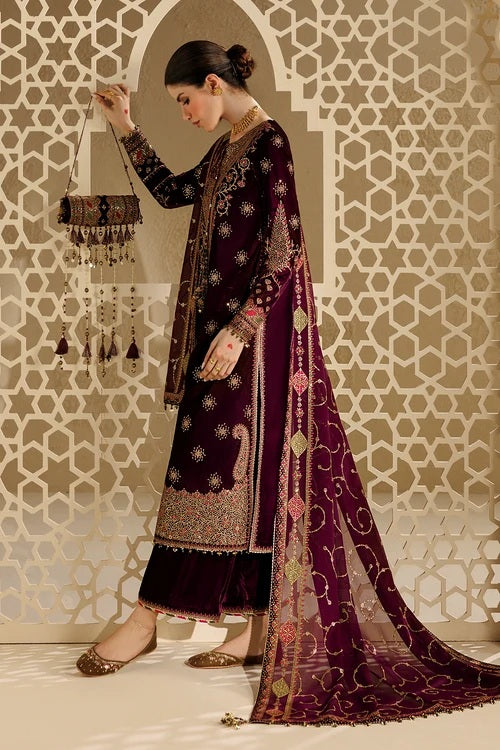Jazmin CVF26-D08 Luxury Velvet Embroidered 3Pc Unstitched Suit PA-259