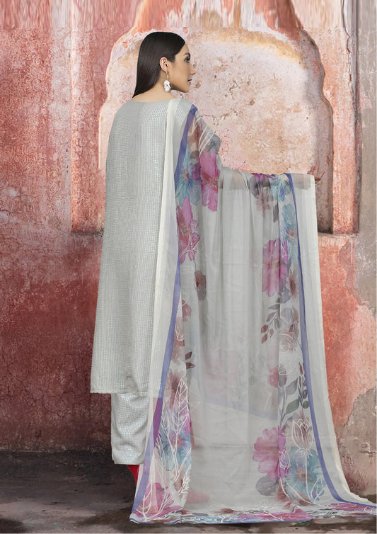 Poshkari Luxury Embroidered Lawn 3Pc Unstitched Suit Dynamic deeva