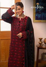 Shadow Work By Asim Jofa Embroidered Chiffon Suits Unstitched 3 Piece AJ23SW AJSW-22 - Luxury Festive Collection