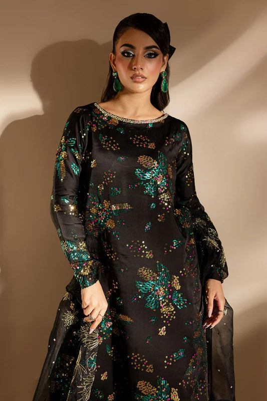 Nureh Luxury Raw Silk Unsticthed 3 Piece - TW-02 Golden Star Dust