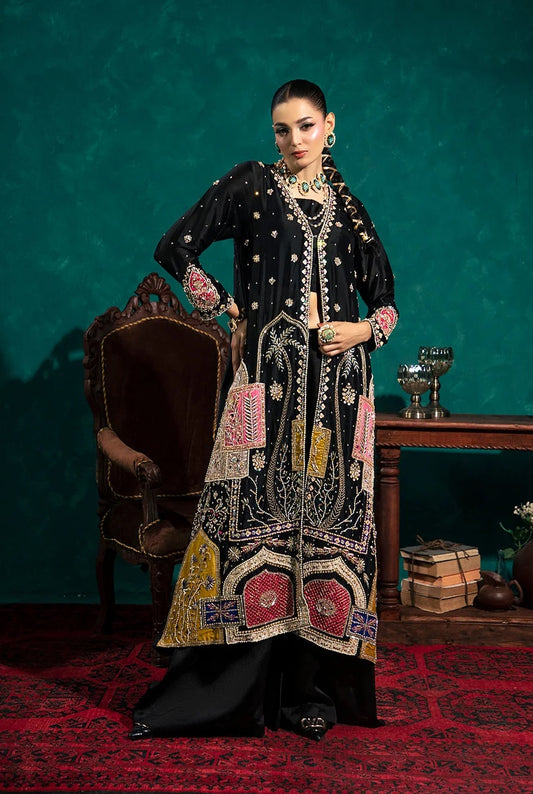 Saira Noor Luxury Raw Silk Embroidered 3Pc Unstitched Suit - Avela