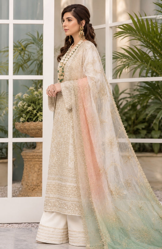 Armani White Ayesha Luxury Organza Embroidered 3Pc Unstitched PA-134