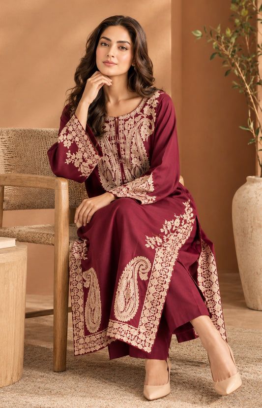 Poshkari Mahveen Luxury Dhanak Lawn Embroidered 2Pc Unstitched Suit PA-200
