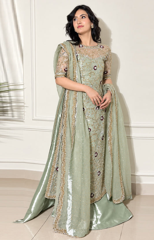 Haris shakeel Luxury Sheesha Silk Embroidered 3Pc Unstitched Suit PA-165