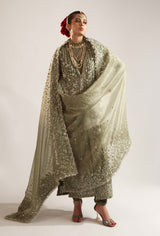 Hussain Rehar Jadeite Olive Green Bridal Collection Unstitched