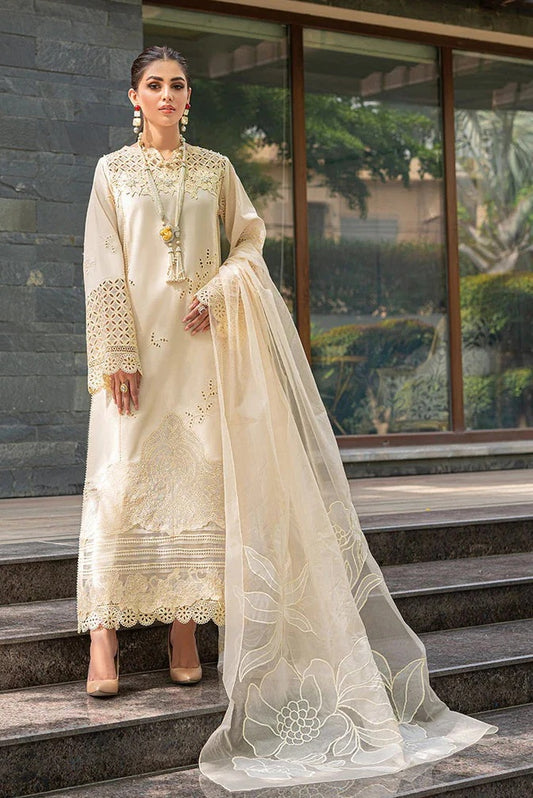 Mushq - Luxury Lawn Embroidered Unstitched 3 Piece -CREAM BLUSH