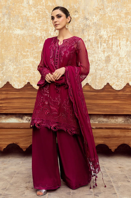 Qalamkar Luxury Pure Chiffon Embroidered 3 Piece Unstitched - WC-02 SIOFE