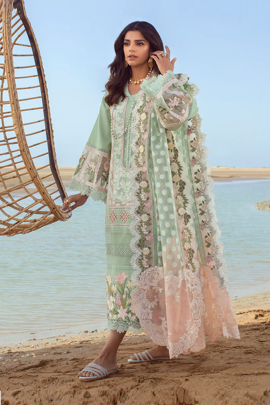 Crimson Luxury Lawn Embroidered Unstitched 3 Piece Serendipity - 5B - Seafoam