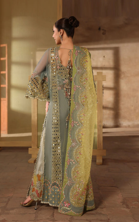 Crimson JHALAK Luxury Organza Embroidered 3Pc Unstitched Suit PA-150