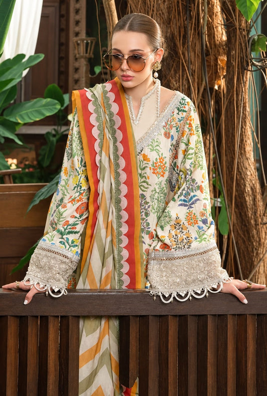 Maria.B MPT-1808-A Luxury Embroidered Lawn Unstitched 3Pc Suit PA-182
