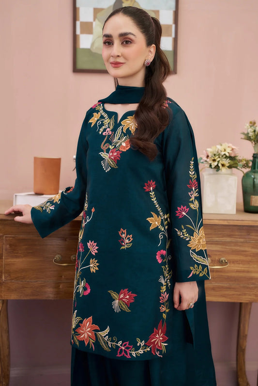 Poshkari Zimml Luxury Dhanak Lawn Embroidered 2Pc Unstitched Suit PA-199