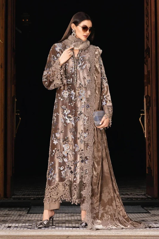 Maria.B D-03 Palaichi Shawl Winter Luxury Embroidered Velvet 3Pc Unstitched / Stitched Suit PA-217