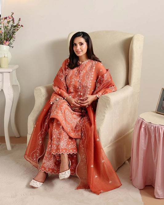 Cross Stitch Luxury Embroidered Lawn Stitched 3Pc Suit AMBER MIST