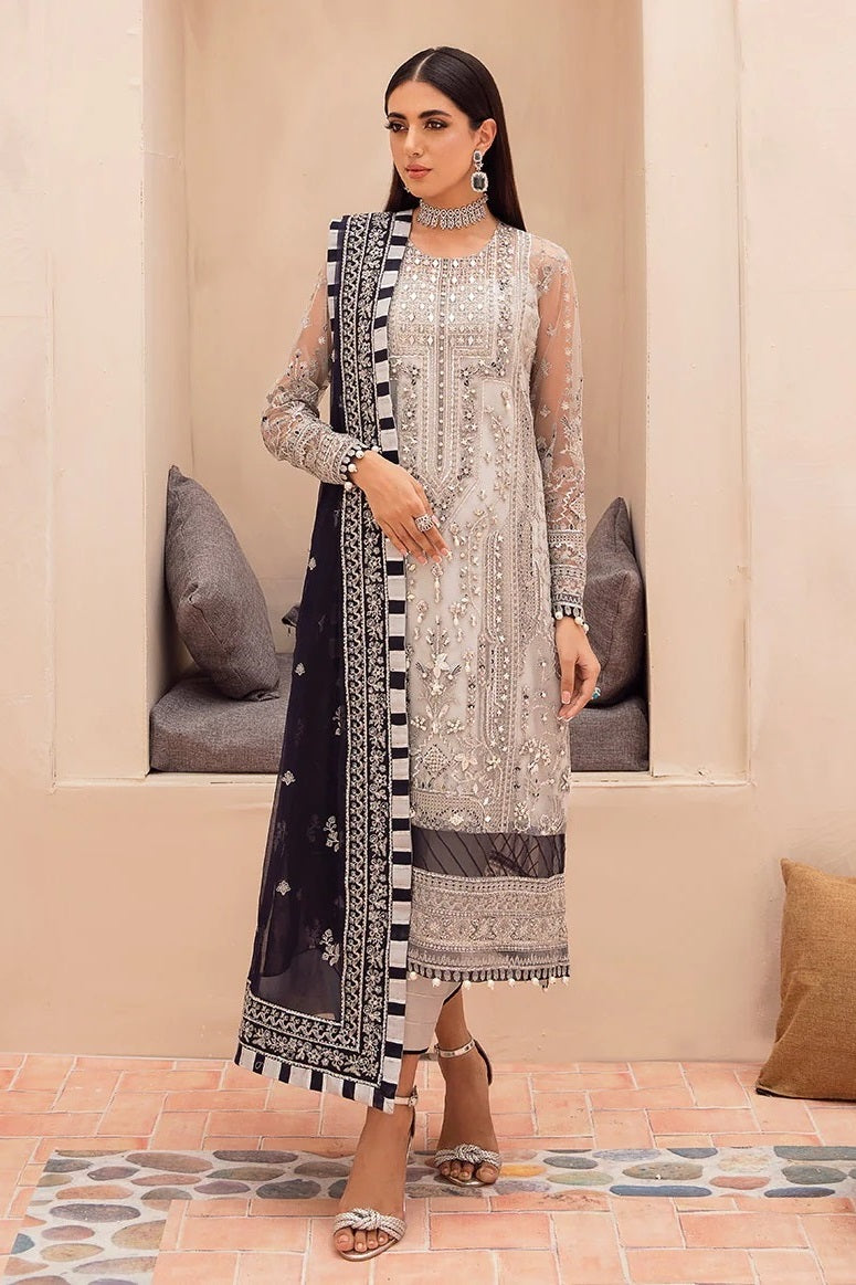 Gulal Net Embroidered 3 Piece Unstitched Suit Aarah 02
