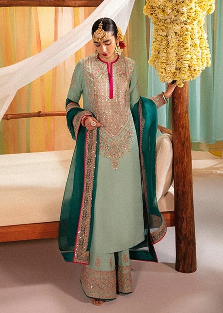 Hussain Rehar Imroz Luxury Raw Silk Embroidered 3Pc Unstitched Suit PA-265