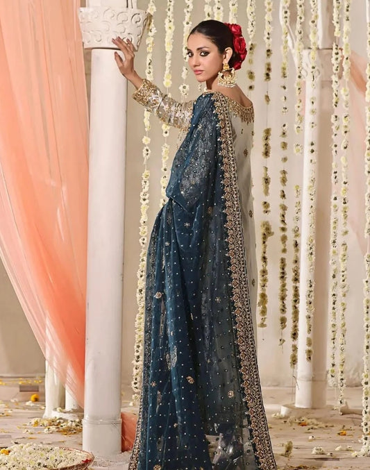 Haris Shakeel Mahnoor Luxury Myssory Embroidered 3Pc Unstitched Suit PA-266