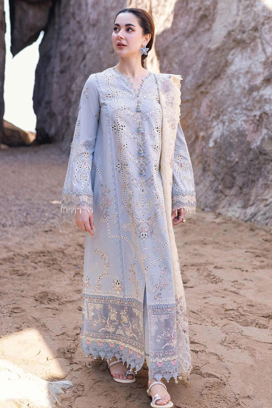 Qalamkar - Saahil Kinaare - Lawn Chikankari 3Pcs Unstitched - FP-04 Firuze