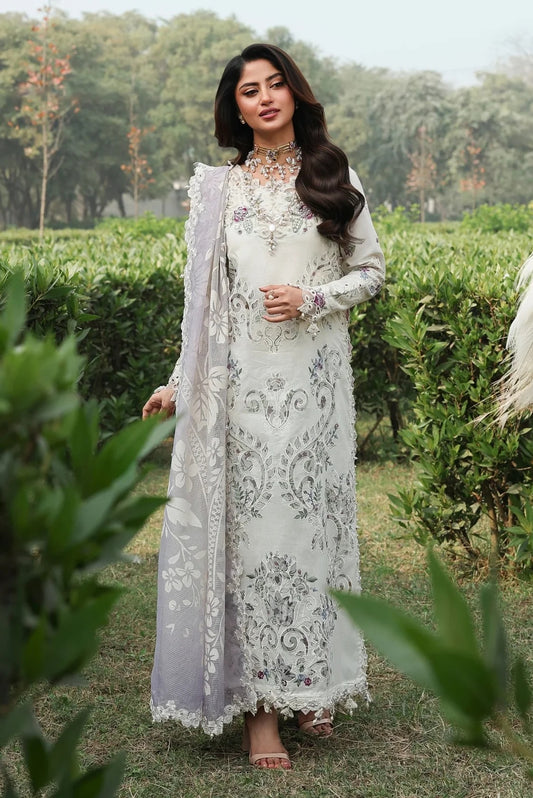 Sardinia - Luxury Lawn Embroidered Unstitched 3 Piece - Cloud Whisper