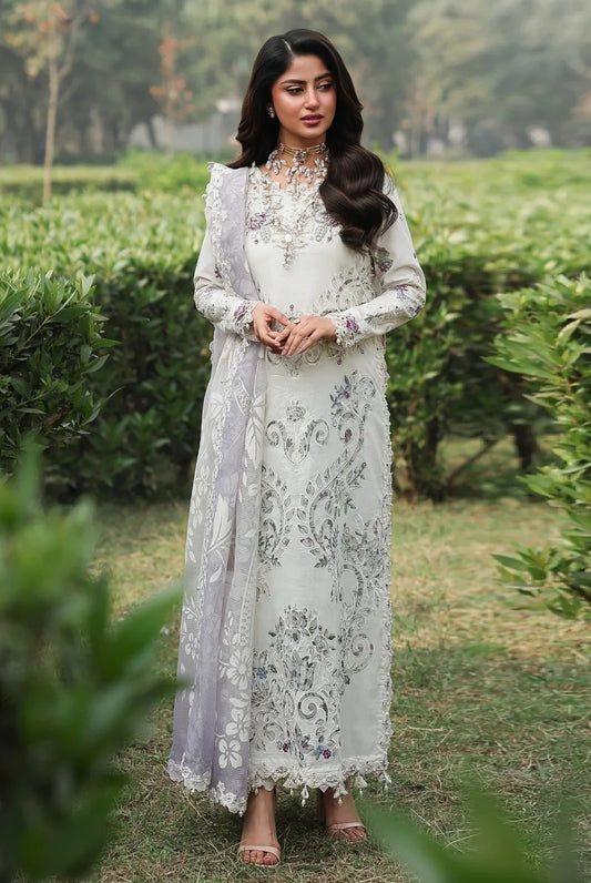 Sardinia - Luxury Lawn Embroidered Unstitched 3 Piece - Cloud Whisper