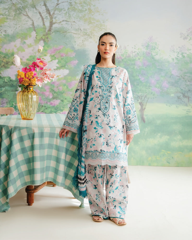 Afrozeh Cashmere The Floral Charm Unstitched Embroidered 3 Pc Lawn A-05