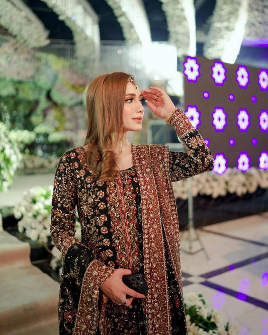 Haris Shakeel Wedding Festive Unstitched Luxury Hand Embroidered Raw Silk SHAYAANA