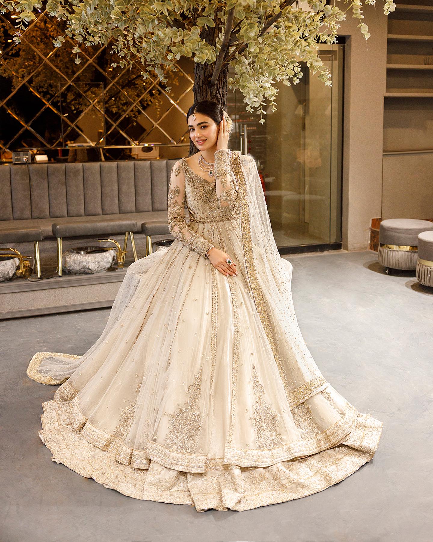 Faiza Saqlain Golden White Bridal Wedding Edition Unstitched Anamta –  Zainabjees